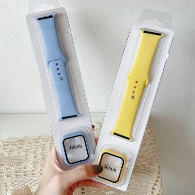 China Plastic 2 in 1 Silicone Watch Case and Watch Band for Apple Watch All Series for sale