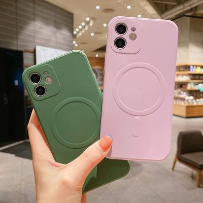 China Simple Color Shockproof Phone Case For iPhone 13 12 Pro XS Max X XR 8 Plus Back Cover For Magsafe Wireless Charger for sale