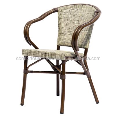 China Modern Garden And Hotel Use Aluminum Frame Fabric Mesh Dining Chair for sale