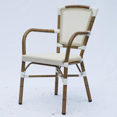 China Modern Outdoor Chair With Mesh Fabric Seat Arm Dining Chair for sale