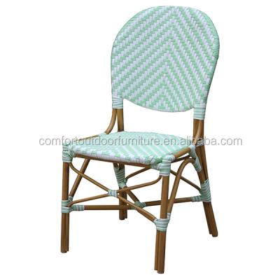 China All Weather Garden Chair Commercial Grade Rattan Bistro Chair In Green Color for sale