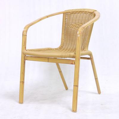 China Dia3.8mm With Wire Inside Faux Bamboo Dining Chair With Flat Arms Restaurant Chair for sale