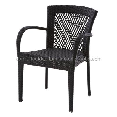 China Synthetic Garden Chair Patio Rattan Dining Chair With Modern Style Weave In Black Color for sale