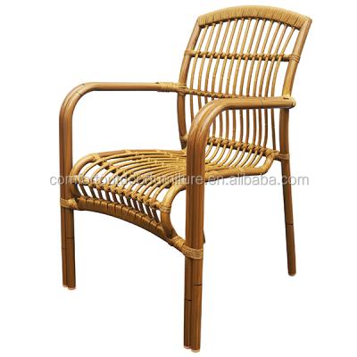 China Restaurant Chair Natural Bamboo Look Wicker Patio Chair for sale