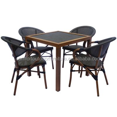 China Modern Polyester Mesh Fabric Garden Dinner Furniture Set Garden Dining Furniture for sale