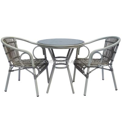 China Looking Contemporary Natural Wood Finishing Outdoor Wicker Cafe Furniture Set for sale