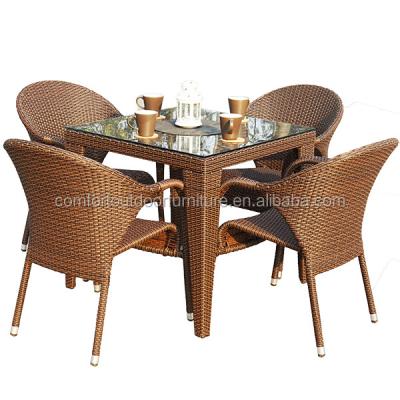 China Modern Plastic Rattan Woven Garden Dinner Set Garden Furniture for sale