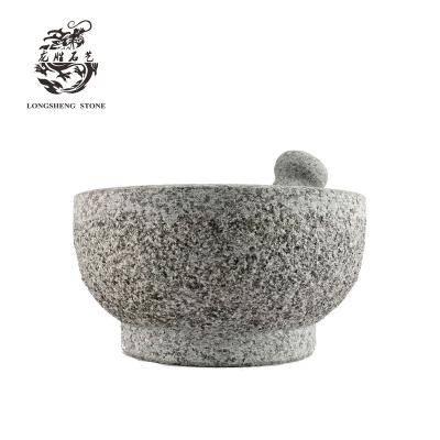 China Viable Natural Stone Mortar And Pestle Set For Kitchen Granite Giant Molcajete Guacamole Big Avocado for sale