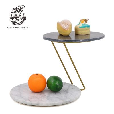 China Eco-friendly Natural Stone Double Marble Cake Tray 12.2