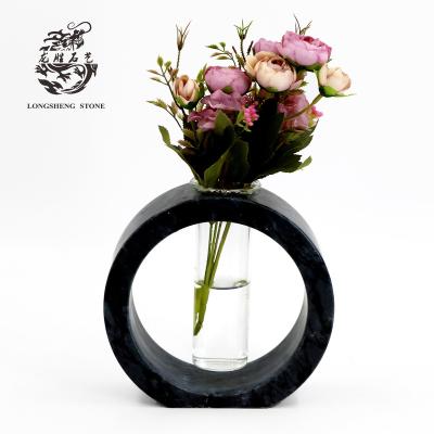 China Contemporary Factory Customized Production Simple Style Vase Living Room Marble Glass Decoration for sale