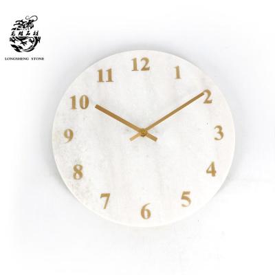 China Personalized 12 inch antique style living room white marble wall clock for household for sale