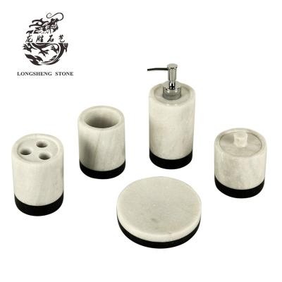 China Luxury Natural Marble Stone Lotion Pump Bottle Mable Production Viable Customized Bathroom for sale