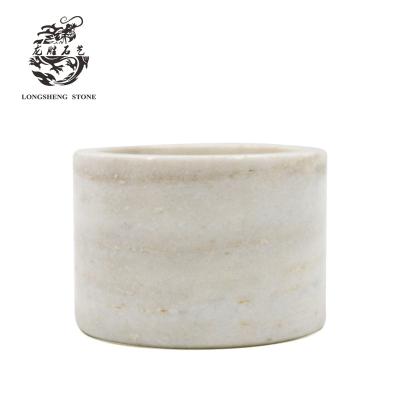 China Home Decoration Stone Candle Jar / Natural Marble Storage Vessel And Candlestick Holder for sale