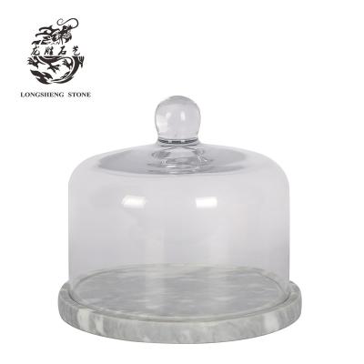 China Viable Marble Base Dome Cake Cover Dust Cover Wedding Cake Glass Stand for sale