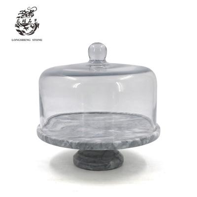 China Viable marble tray base with glass dome cake dust cover wedding cake stand for sale