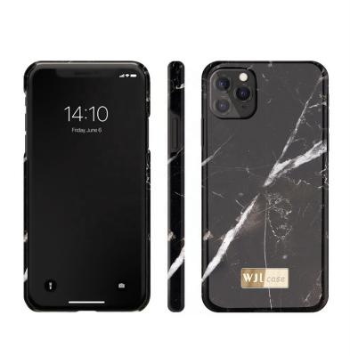 China ODM Custom Logo Design PC Marble Phone Case Water Shockproof Transfer OEM With Gold Metal Band Phone Cover For iPhone11 12 13 14 15Pro Max for sale