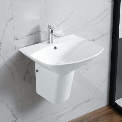 China 5200E single hot sale! Two Piece Bathroom Sanitary Ware White Ceramics Wash Sink Semi Wall-hung Basin for sale