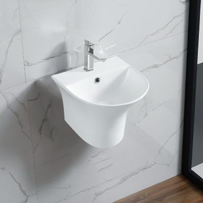 China New Design Single Bathroom Sink Customizable Wall Mounted Ceramic Wall-hung Small Wash Basin Basin for sale