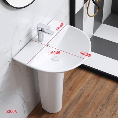 China New Design 5300A Simple Sanitary Ware Bathroom Ceramic Wash Hand Pedestal Sink for sale