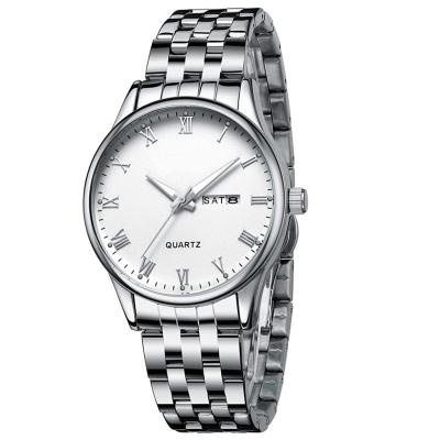 China Factory Wholesale Day/Date Mens Watches Silver Stainless Steel Luxury Watch Mens Wristwatches For Men for sale