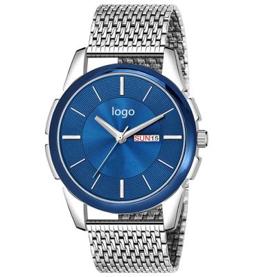 China High Quality Stainless Steel Mesh Cheap Watches Men Wrist Day/Date Fashion Quartz Wrist Watch 316 for sale