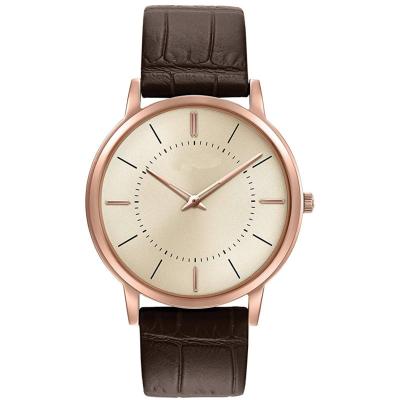 China Luxury Brown Tan Leather Sports Wristwatch Quartz Watch Water Resistant Waterproof Watch For Men for sale