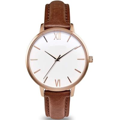 China Water Resistant Ladies Quartz Wristwatches Simple Dial Fashion Leather Strap Ladies Watches for sale