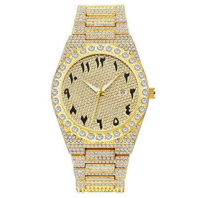 China New fashion men's brand watch stainless steel gold calendar quartz watch diamond-studded simple starry men's watch diamond-studded for sale