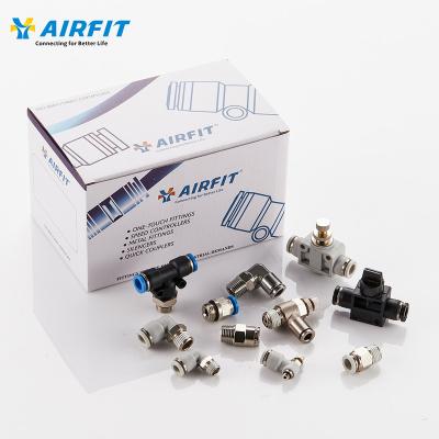 China Building Material Shops AIRFIT 1/4 Push To Connect Plastic Pneumatic Fittings One Touch Fittings Tool Parts for sale