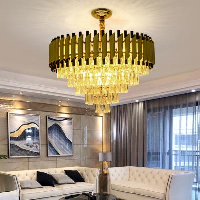 China Wholesale Luxury Modern Beautiful Kitchen Hanging Design For Living Room Gold Crystal Chandeliers for sale