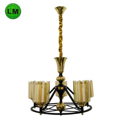 China Beautiful Modern Luxury Decorative Hotel Indoor Restaurant Glass Iron Chandelier Light for sale