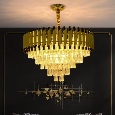 China Beautiful Crystal Custom Made Indoor Hotel Modern Luxury Gold Chandelier High Sale Pendant Lamp for sale