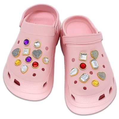 China Wholesale Rhinestone Shoe Buckle Croc Charms Buckles Shoe Accessories Fit For DIY Designer Croc Bling Charms Clog for sale