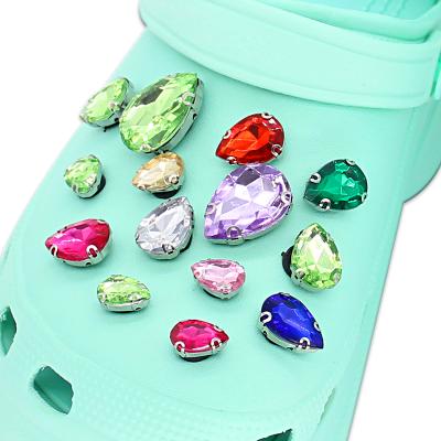 China Hot Sale Amazon Diamond Shoe Buckle Diamond Croc Charms Shoe Decoration For Garden Shoes Bling Croc Charms for sale