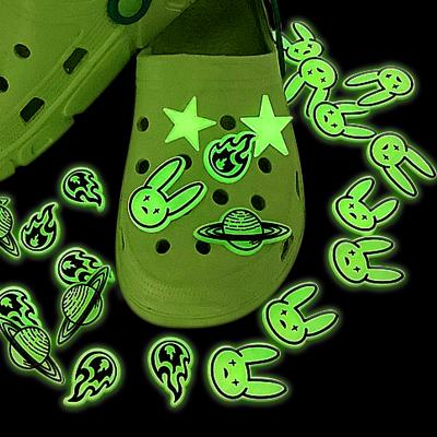 China Shoe Buckle Bad Bunny Shoe Charm Glow in the Dark Cheap Soft PVC Shoe Buckle Decorations Charms for Croc Charms Bad Bunny for sale