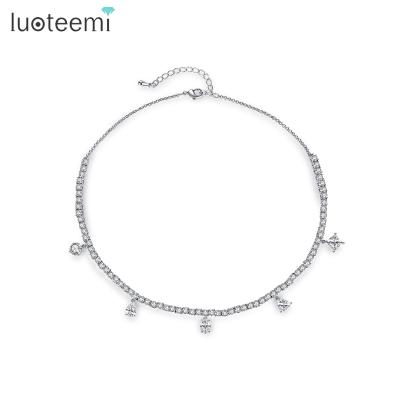 China Unique LUOTEEMI Chocker Boho Stone CLASSIC Zircon 2021 Custom Chains Stone Unique Trendy Women Healing Crystal Necklace for sale