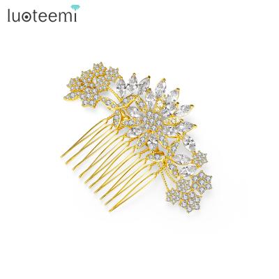 China Wholesale LUOTEEMI D.C.A. ALLOY Zircon Woman Flower Wedding Bridal Hot Pin Head Hair Comb for sale