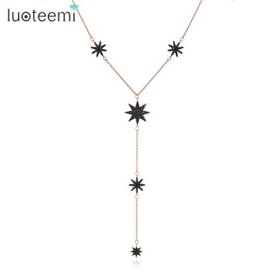 China LUOTEEMI Women's Romantic Tasty Star Chain Pendant Necklaces Rose Gold Necklace Charm Jewelry for sale