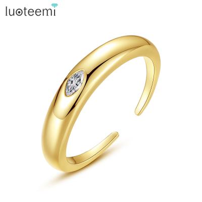 China LUOTEEMI Fashion Minimalist Ring Single Horse Eye Cutting Zirconia Stone Marquise Rings for sale