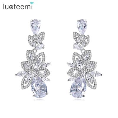 China Office/Wedding Charm Earrings Designer Women Jewelry Zircon Drop Earring From Career LUOTEEMI For Lady for sale