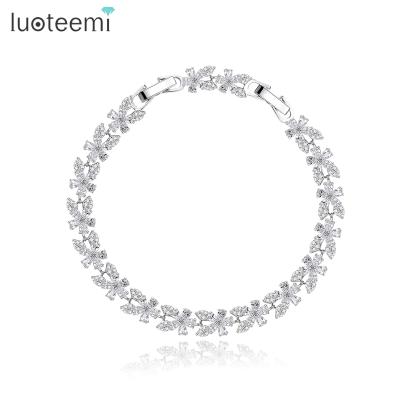 China LUOTEEMI 2021 Fashionable CLASSIC Stone Jewelery Lady Designer Chain Zirconia Cubic Luxury Bracelet For Woman for sale