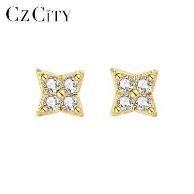 China FASHIONABLE Micro Zircon Zircon Earring Small CZCITY Woman Girl Child Gold Plated Tiny 925 Stud Earring for sale