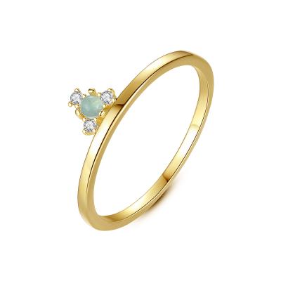 China 2021 CZCITY CLASSIC Designer 14K Gold Plated Jewelry 925 Silver Sterling Zircon Diamond Green Gemstone Ring for sale