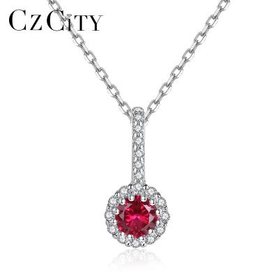 China CZCITY 2021 CLASSIC Sterling Silver Trendy Gemstone Necklace Women Dangling Jewelry Chain Gemstone Necklace for sale