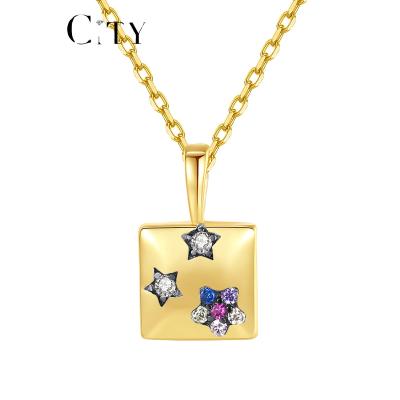 China Cute Cute Star Shape CZCITY Travel Chain Necklace Gold Silver Color Sparkle Zircon Pendant Women for sale