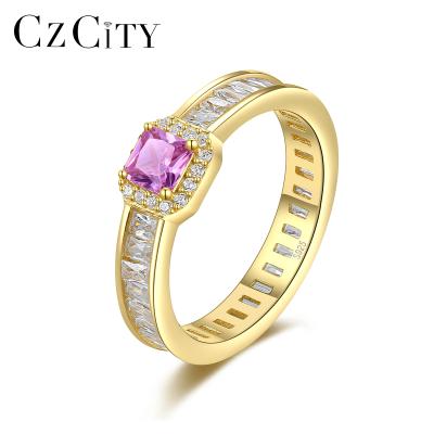 China CZCITY FASHIONABLE Wholesale Trendy Rose Gold Plated Sterling Silver Ring with Gemstone for Grils for sale