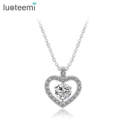 China LUOTEEMI 2017 New CLASSIC Fashion Hearts and Arrows CZ Diamond Heart Pendant Necklace for sale