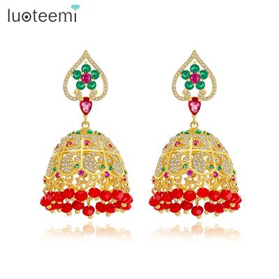 China New BOHEMIA LUOTEEMI Fashion Earrings For Women Indian Chandelier Earrings Lantern Tassel Palace Earrings for sale