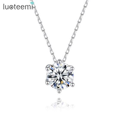 China LUOTEEMI CLASSIC CZ Diamond Charm Necklace Ladies Clavicle six claw wedding party clavicle necklace for sale