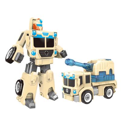 China DIY TOY Factory selling 2 in 1 deform to assemble DIY robot deformable car friction with military disassemble robot car toys for sale